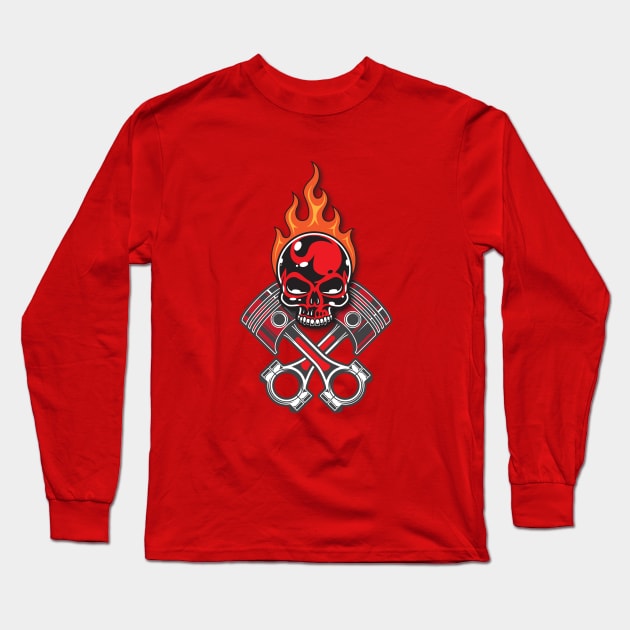 Fire Skull Long Sleeve T-Shirt by DavidLoblaw